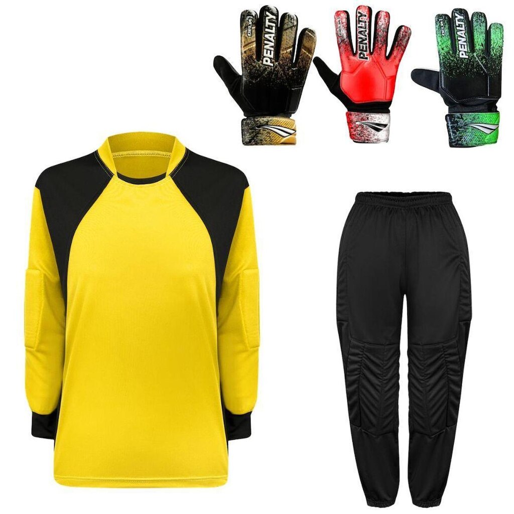 Kit Para Goleiro Juvenil Camisa + Calça Acolchoada + Luva De Goleiro Penalty