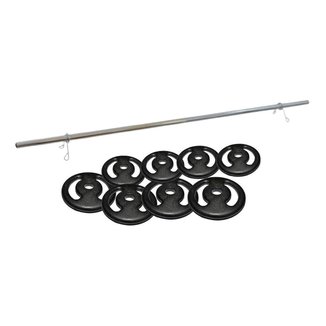 Kit Para Musculação 28kg Anilhas + Barra Zincada