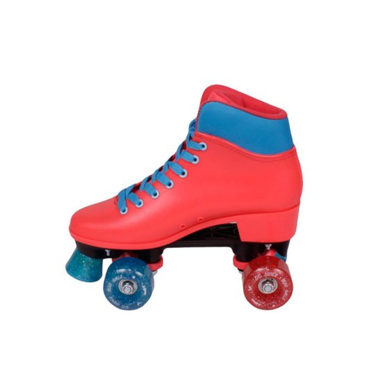 Kit Patins c/ Proteção e Capacete Mulher Maravilha Tam 28/29 - Vermelho