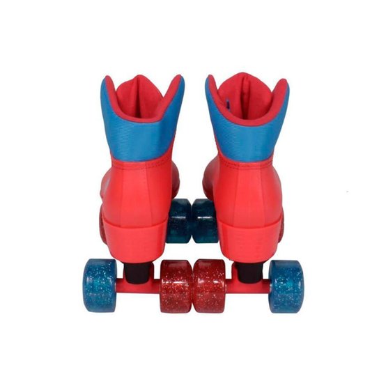Kit Patins c/ Proteção e Capacete Mulher Maravilha Tam 28/29 - Vermelho