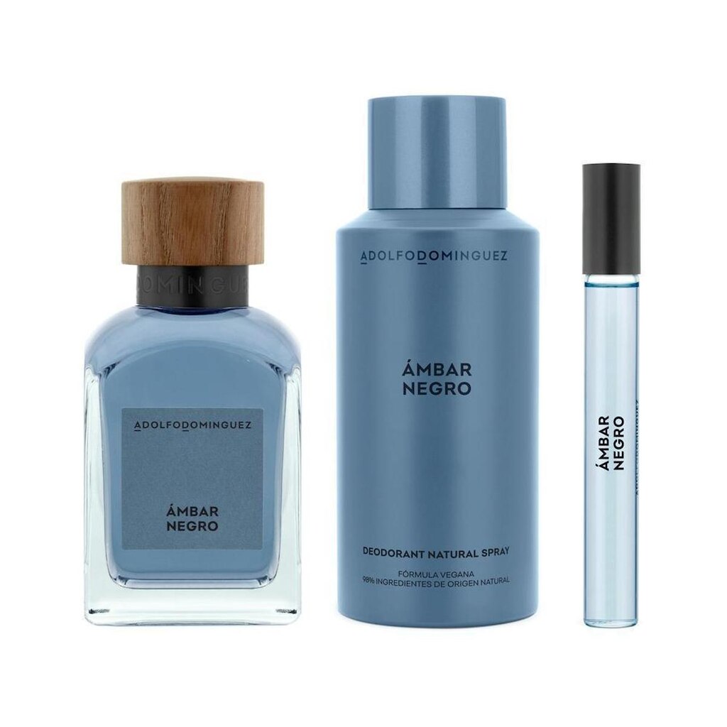 Kit Perfume Masculino Adolfo Dominguez Âmbar Negro Eau de Parfum 150ml + 10ml com Desodorante Spray