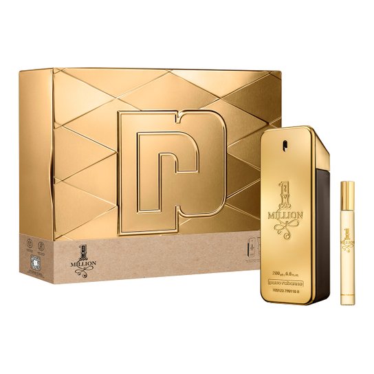 Kit Perfume Paco Rabanne 1 Million Eau de Toilette Masculino 200ml + Perfume de Bolsa 10ml - Incolor Menor preço em Kit Perfume Paco Rabanne 1 Million Eau de Toilette Masculino 200ml + Perfume de Bolsa 10ml - Incolor