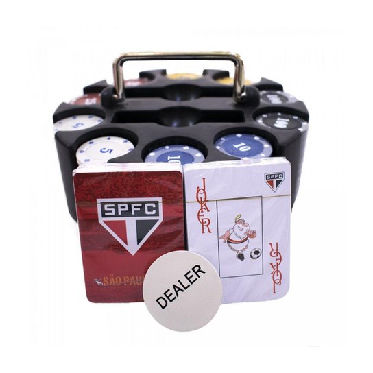 Kit Poker 200 Fichas+Baralhos São Paulo SPFC - Preto Menor preço em Kit Poker 200 Fichas+Baralhos São Paulo SPFC - Preto