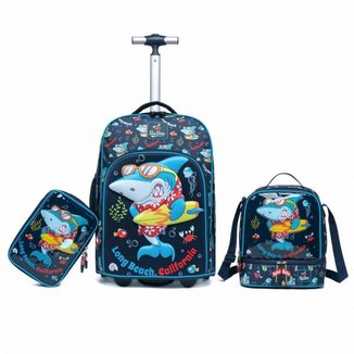 Kit Polo One Mochila Bolsa De Rodinhas +  Estojo + Lancheira Térmica Menino