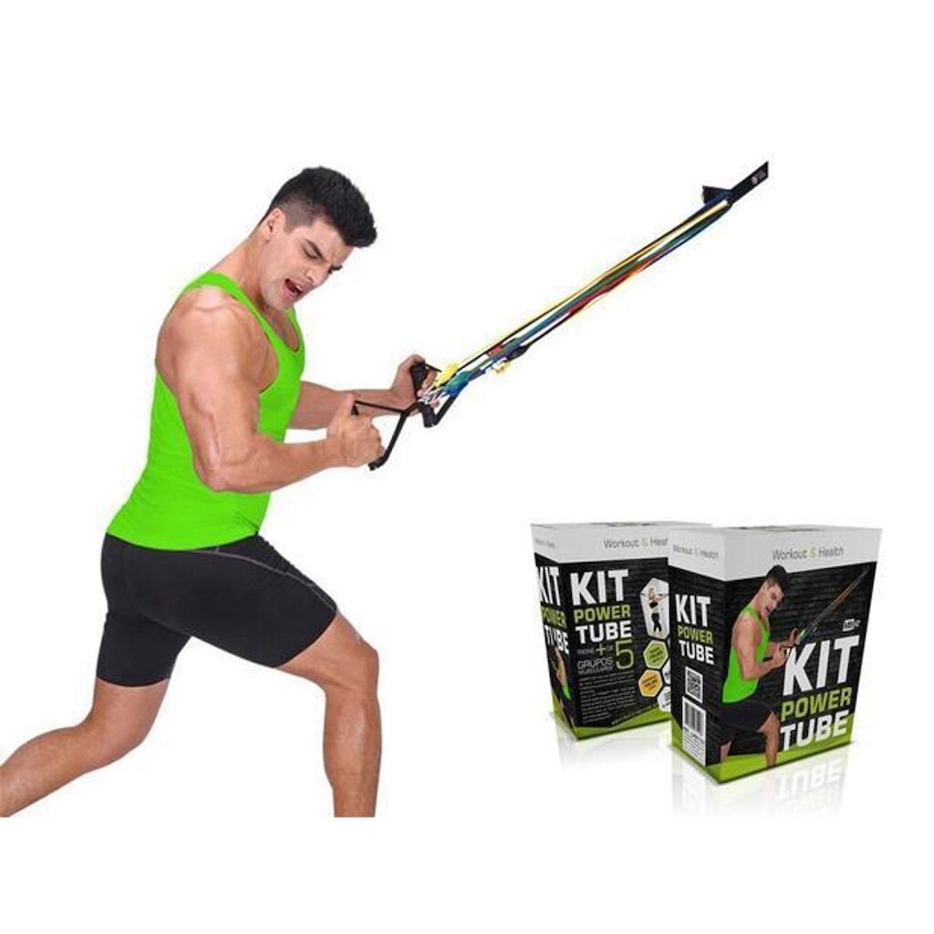 Kit Power Tube Elástico Extensor 11 Itens Treino Funcional