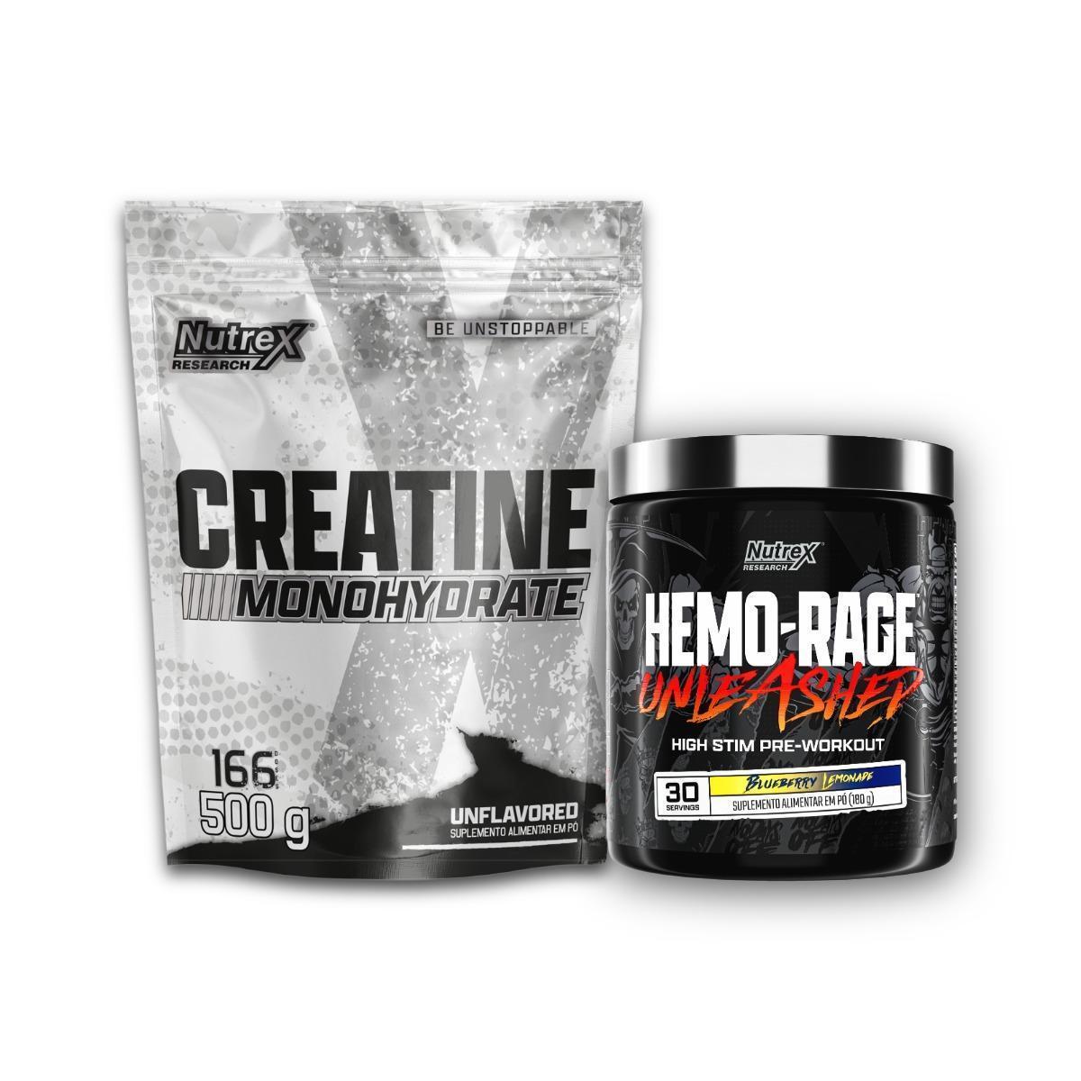 Kit Pré Treino Concentrado 180g + Creatina Monohydrate Pura 500g - Nutrex Research