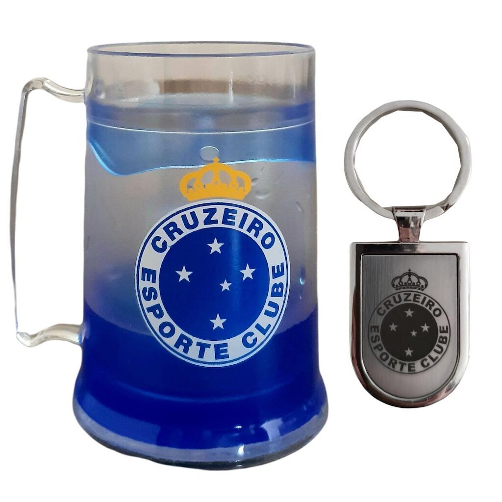 Kit Presente Cruzeiro - Caneca 300ml + Chaveiro Oficial