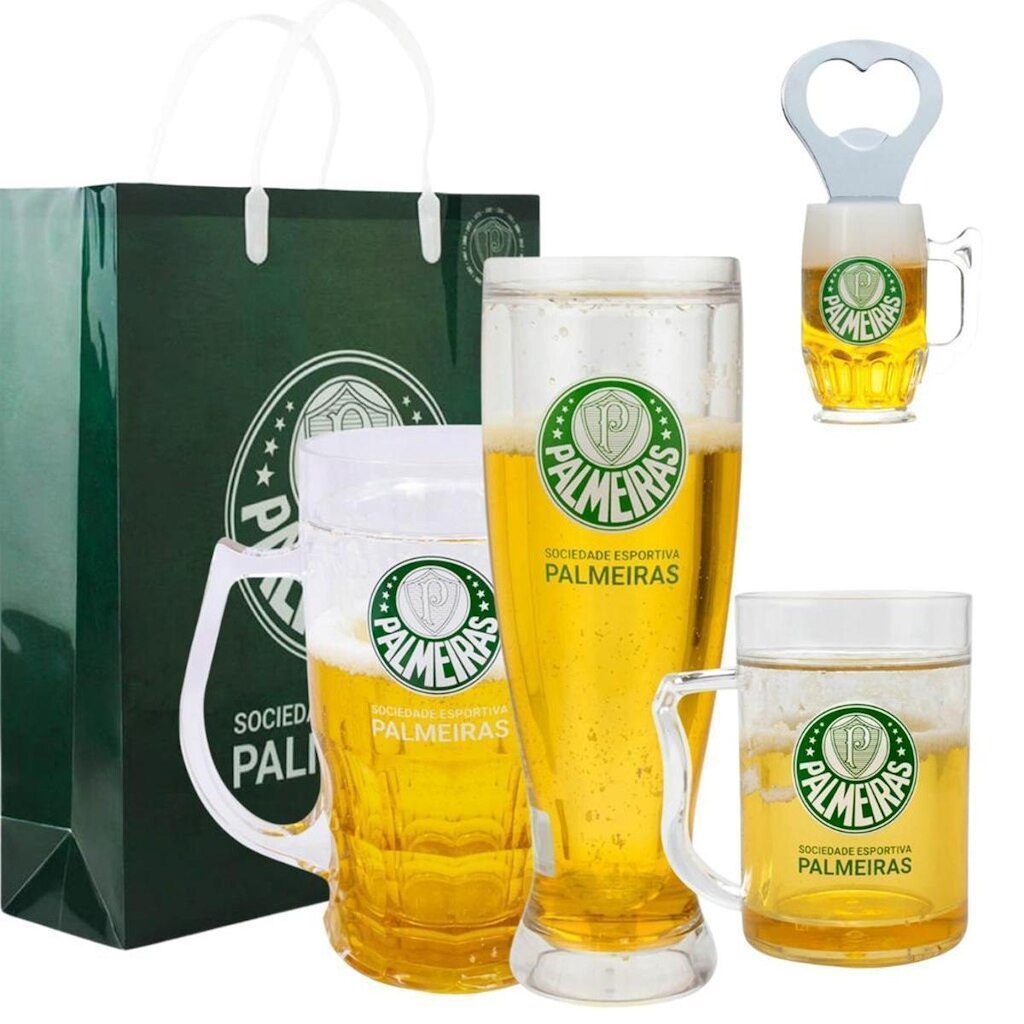 Kit Presente Mestre Cervejeiro Copo Caneca Palmeiras