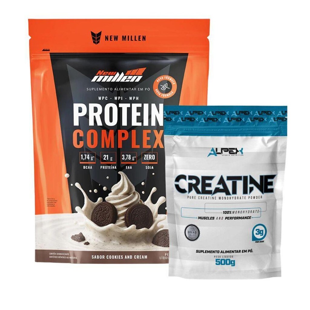 Kit Protein Complex 1,8kg New Millen + Creatina 500g Alpex