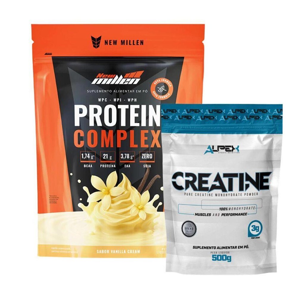 Kit Protein Complex 1,8kg New Millen + Creatina 500g Alpex