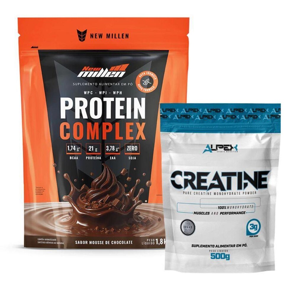Kit Protein Complex 1,8kg New Millen + Creatina 500g Alpex