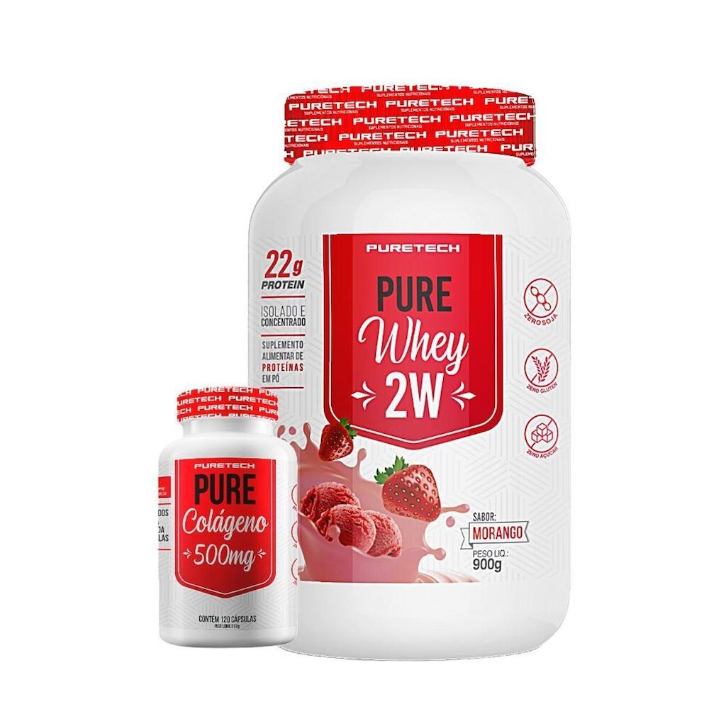 Kit Pure Whey 2W 900g + Pure Colágeno 120 Caps PURETECH