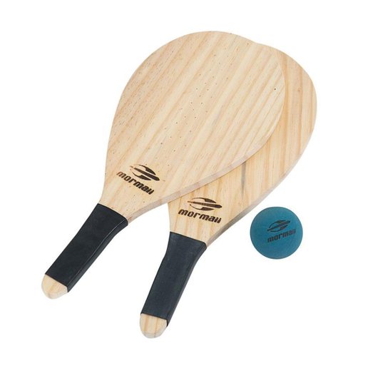 Kit Raquete de Frescobol Mormaii de Madeira - Marrom Menor preço em Kit Raquete de Frescobol Mormaii de Madeira - Marrom