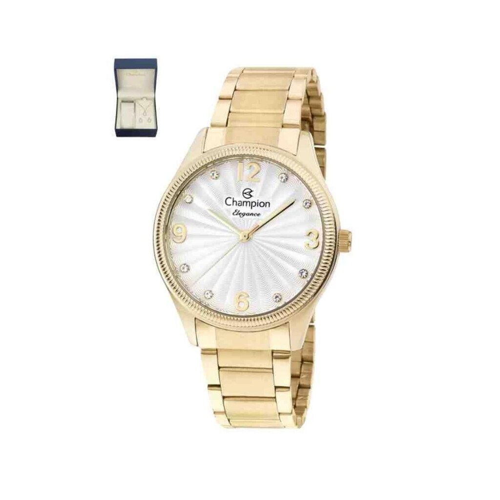 Kit Relógio Champion Dourado Feminino CN25789C
