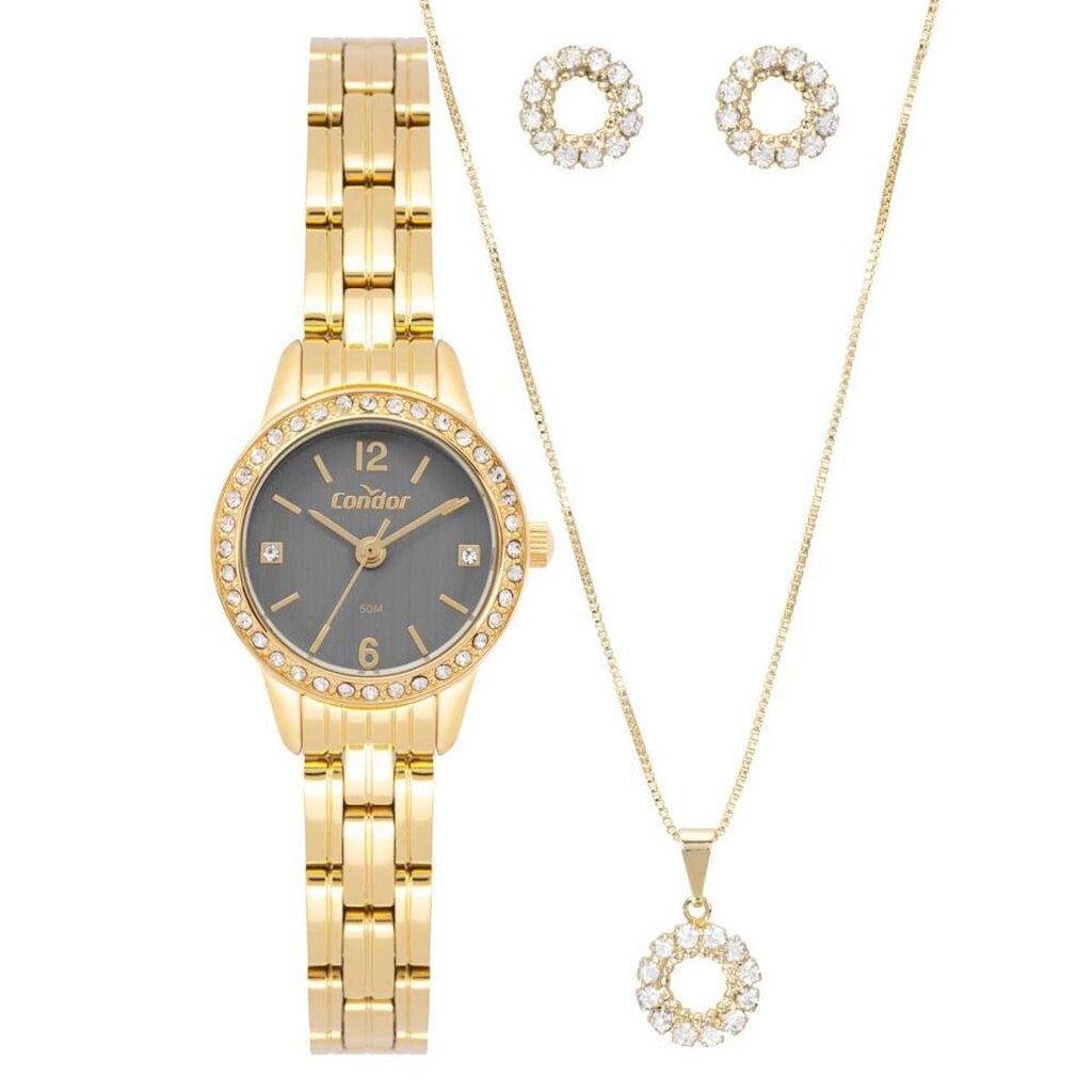 Kit Relógio Condor Feminino Mini Dourado - CO2035OAS/K4C