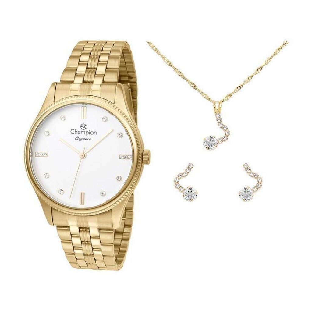 Kit Relógio Feminino Champion Analógico Elegance - CN25841W com Acessórios