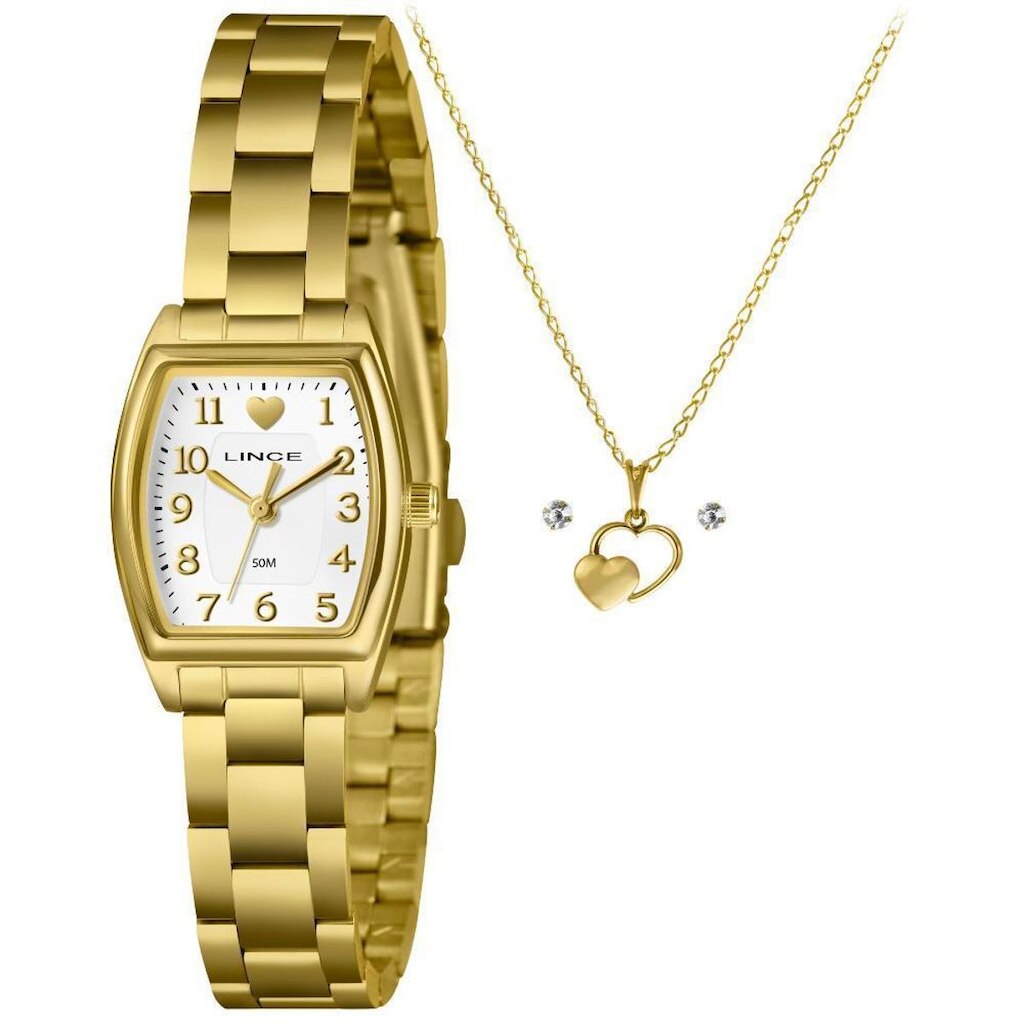 Kit Relógio Lince Feminino Dourado LQGH306L22 K0LFB2KX