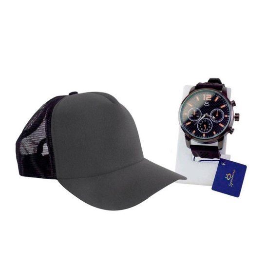 Kit Relogio Masculino Analogico + Boné Cinza ajustavel redinha Aba curva KRB5 - Preto é ruim? Kit Relogio Masculino Analogico + Boné Cinza ajustavel redinha Aba curva KRB5 - Preto é boa?