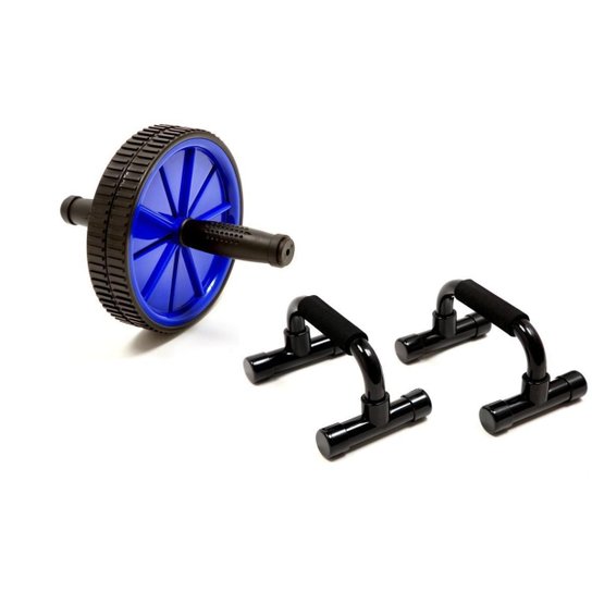 Kit Roda Abdominal + Apoio Fixo para Flexão - Odin Fit - Preto+Azul Menor preço em Kit Roda Abdominal + Apoio Fixo para Flexão - Odin Fit - Preto+Azul