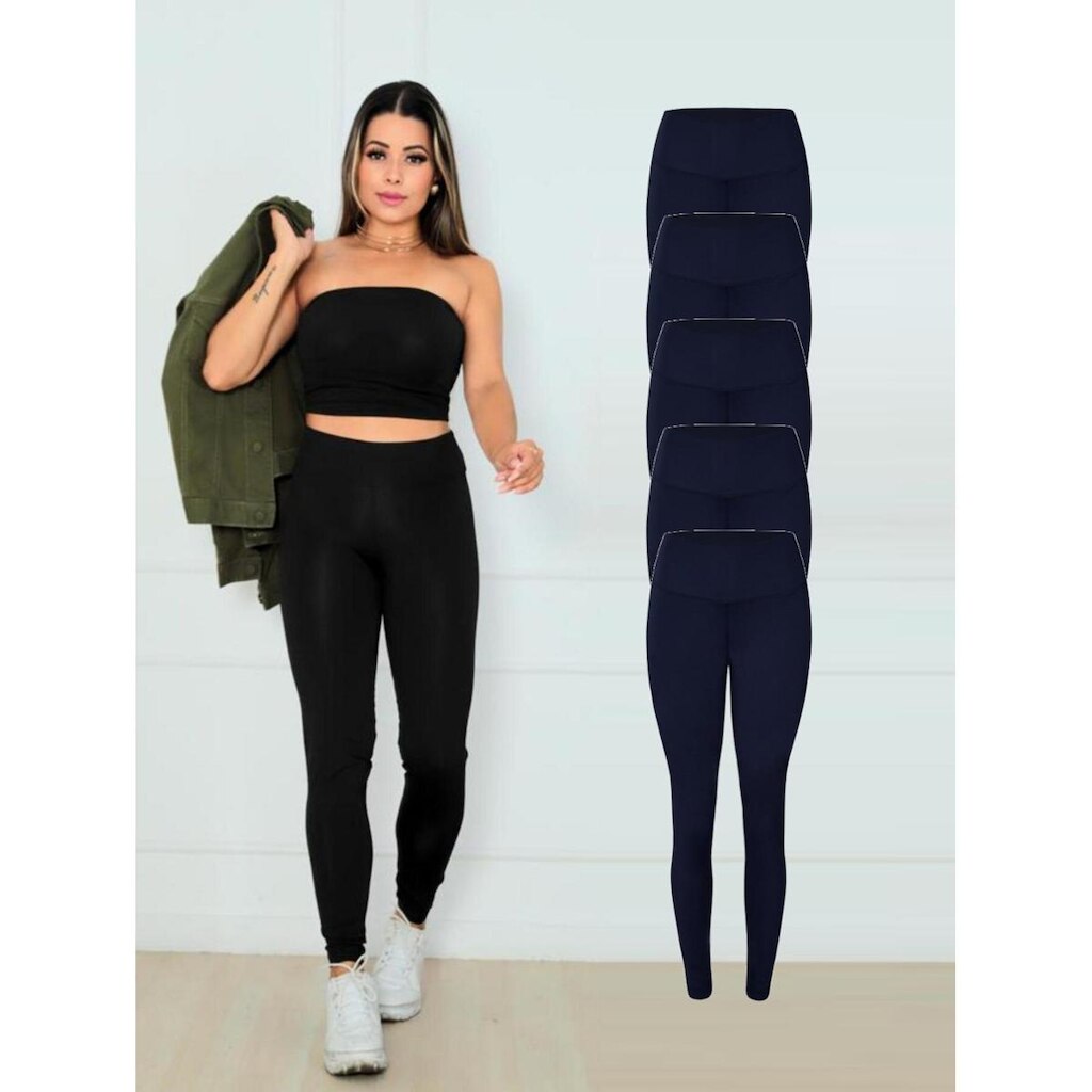 Kit Roger Com 5 Calças Legging Feminina
