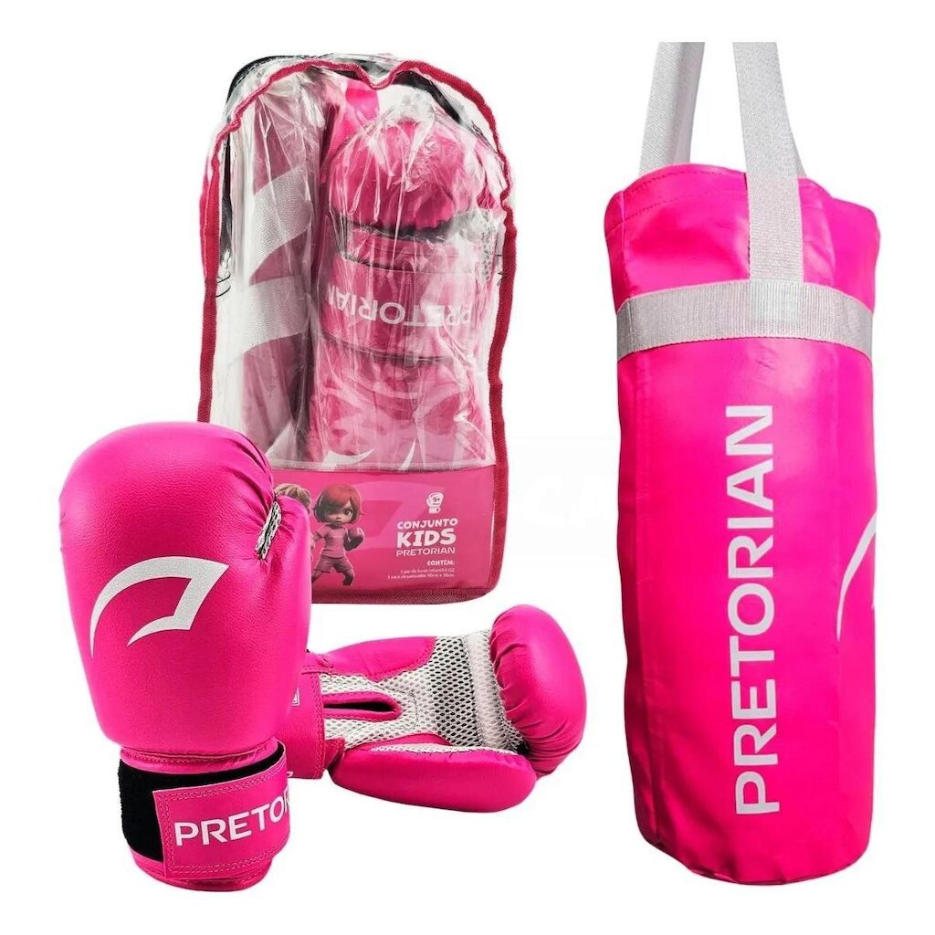 Kit Saco De Pancada + Luva Boxe Muay Thai 6OZ Edição Infantil - Pretorian
