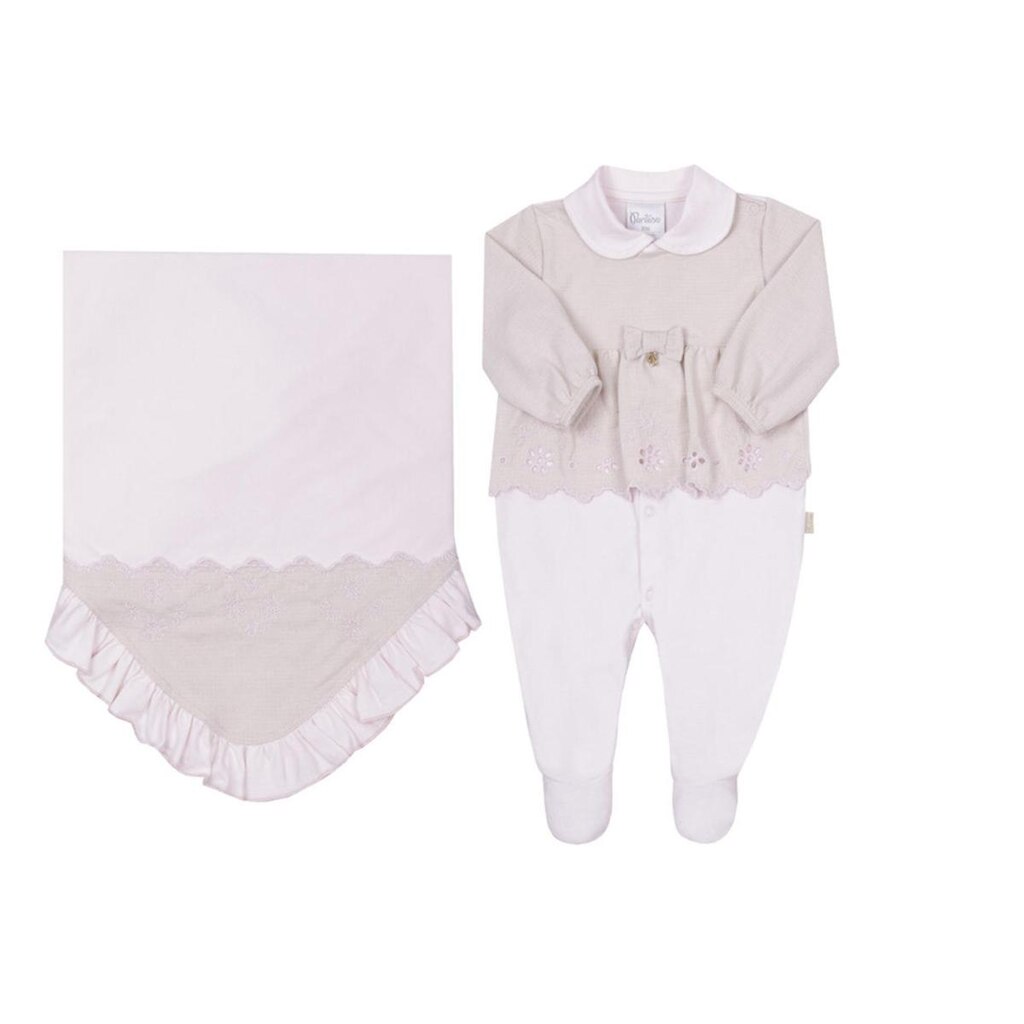 Kit Saída Maternidade Luxo Bebê Menina Bordado Paraiso 16141