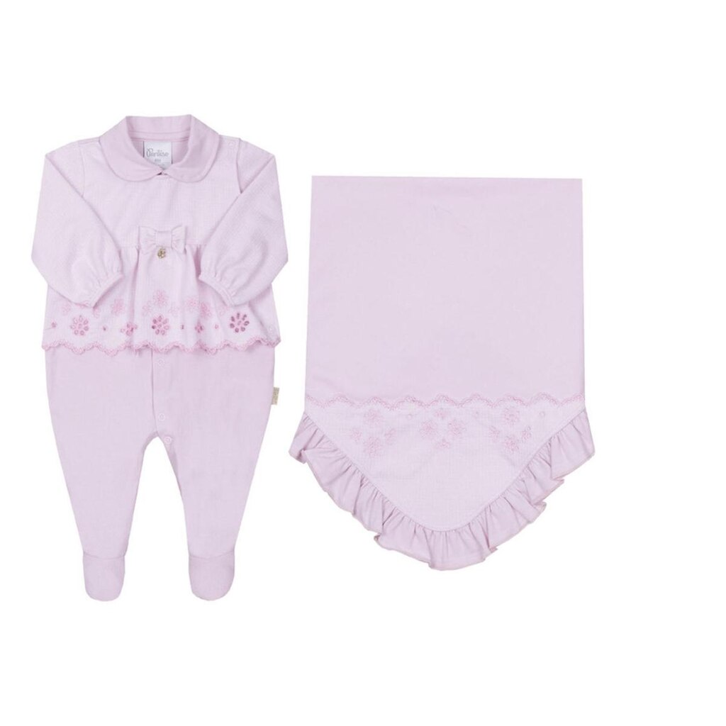 Kit Saída Maternidade Luxo Bebê Menina Bordado Paraiso 16141