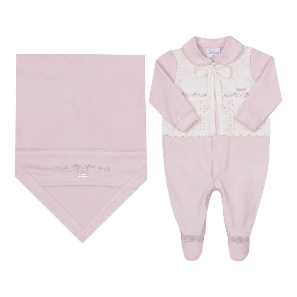 Kit Saída Maternidade Luxo Bebê Menina Bordado Paraiso 16157