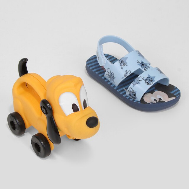 Kit Sandália Bebê Grendene Kids Mickey Masculina + Carrinho Pluto - Azul Menor preço em Kit Sandália Bebê Grendene Kids Mickey Masculina + Carrinho Pluto - Azul