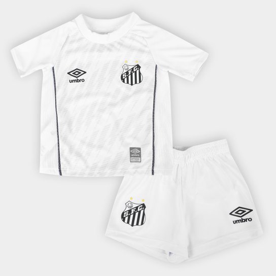 Kit Santos Infantil I 21/22 s/n° Torcedor Umbro - Branco+Preto Menor preço em Kit Santos Infantil I 21/22 s/n° Torcedor Umbro - Branco+Preto