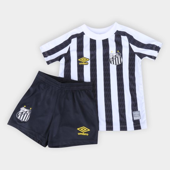Kit Santos Infantil II 21/22 s/n° Torcedor Umbro - Branco+Preto Menor preço em Kit Santos Infantil II 21/22 s/n° Torcedor Umbro - Branco+Preto