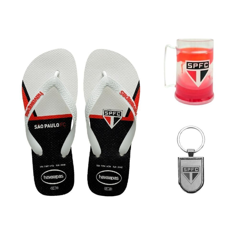 Kit São Paulo Chinelo + Caneca + Chaveiro - Masculino