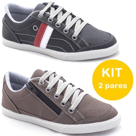 Kit Sapatênis Dexshoes Infantil - Preto+Marrom