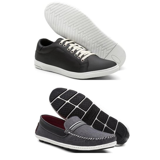 Kit Sapatênis + Mocassim Masculino Moderno Conforto Casual - Preto Menor preço em Kit Sapatênis + Mocassim Masculino Moderno Conforto Casual - Preto
