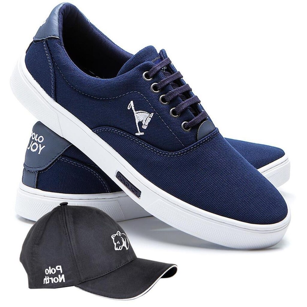 Kit Sapatênis Polo Joy Casual Masculino + Boné Dia a Dia
