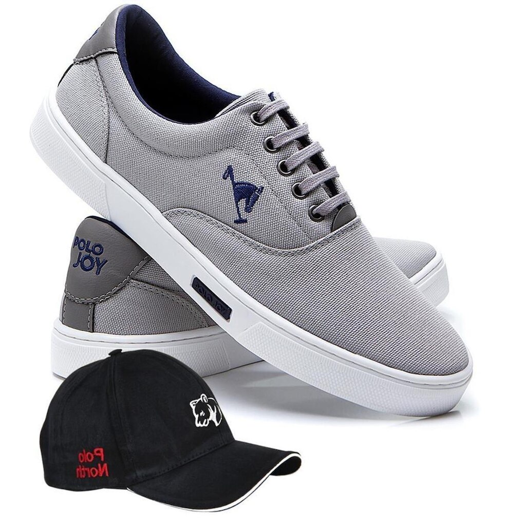 Kit Sapatênis Polo Joy Casual Masculino + Boné Dia a Dia