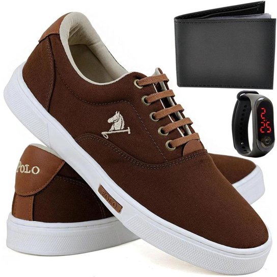 Kit Sapatênis Polo Joy Masculino + Carteira + Relógio Casual - Marrom é ruim? Kit Sapatênis Polo Joy Masculino + Carteira + Relógio Casual - Marrom é boa?