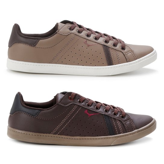 Kit Sapatênis Stir Básico Masculino 2 Pares - Bege+Marrom Menor preço em Kit Sapatênis Stir Básico Masculino 2 Pares - Bege+Marrom