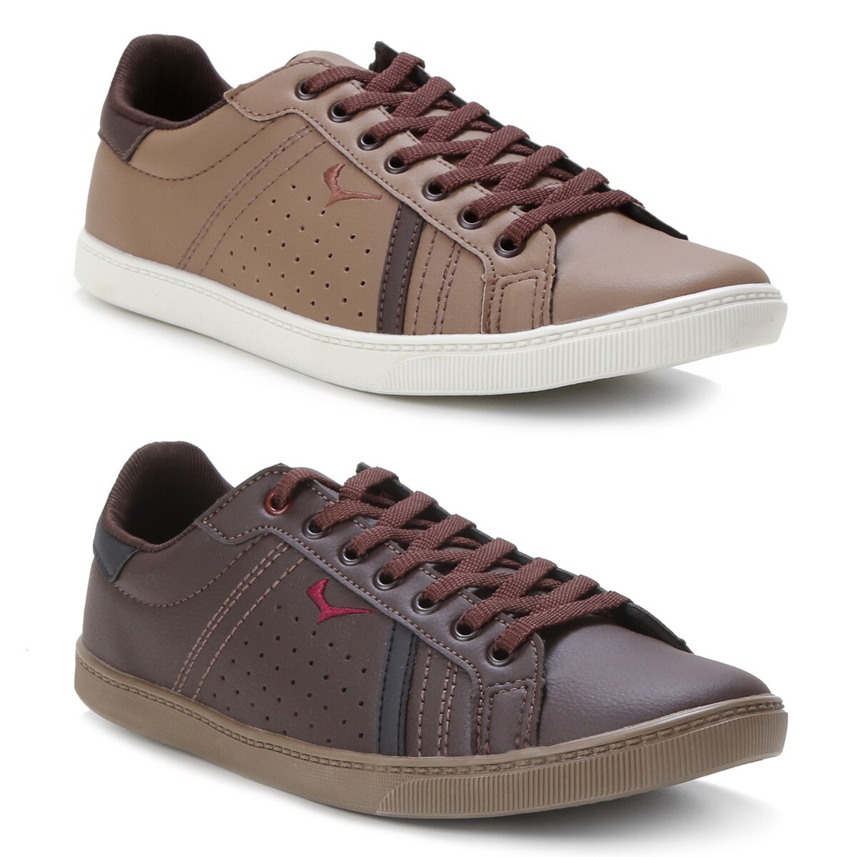 Kit Sapatênis Stir Básico Masculino 2 Pares - Bege+Marrom | Netshoes