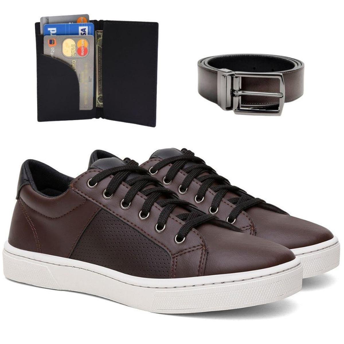 Kit Sapatenis Tenis Casual Leve Moda 2023 Homem Moderno Casual Cinto e Carteira + Palmilha Gel Menor preço em Kit Sapatenis Tenis Casual Leve Moda 2023 Homem Moderno Casual Cinto e Carteira + Palmilha Gel