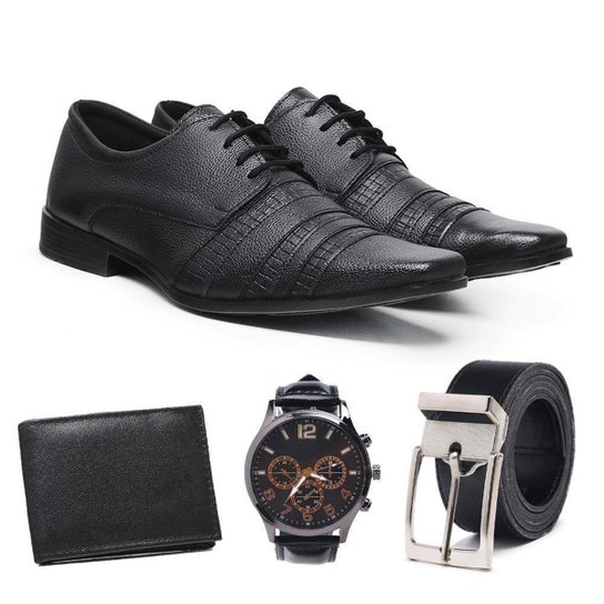 Kit Sapato Social Couro + Relógio + Acessórios Masculinos - Preto é ruim? Kit Sapato Social Couro + Relógio + Acessórios Masculinos - Preto é boa?