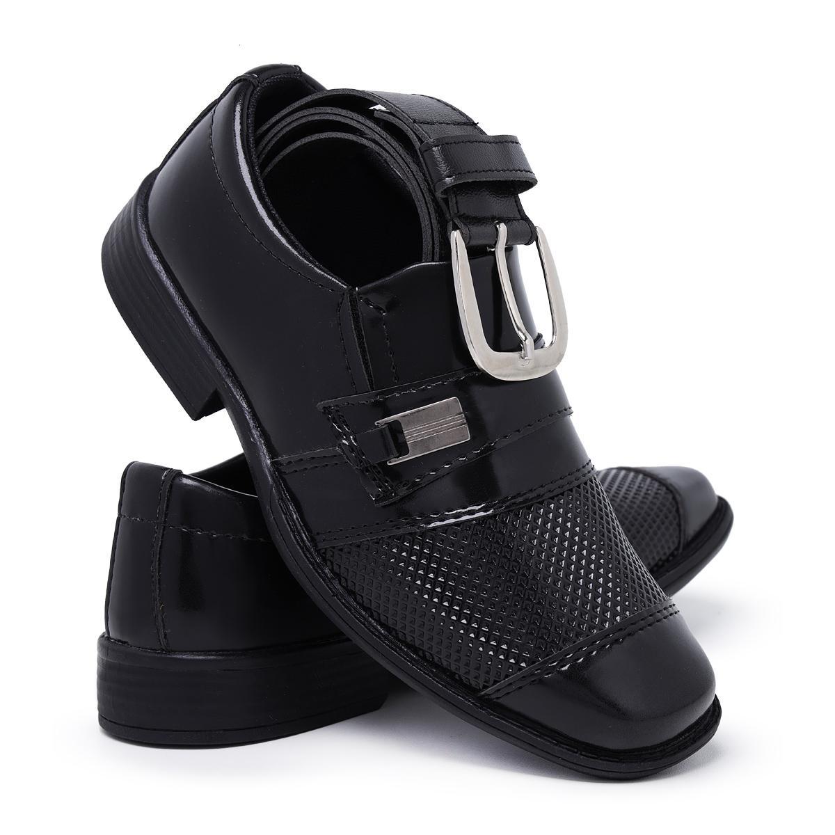Kit Sapato Social Infantil Masculino Cinto Schiareli - Preto | Netshoes
