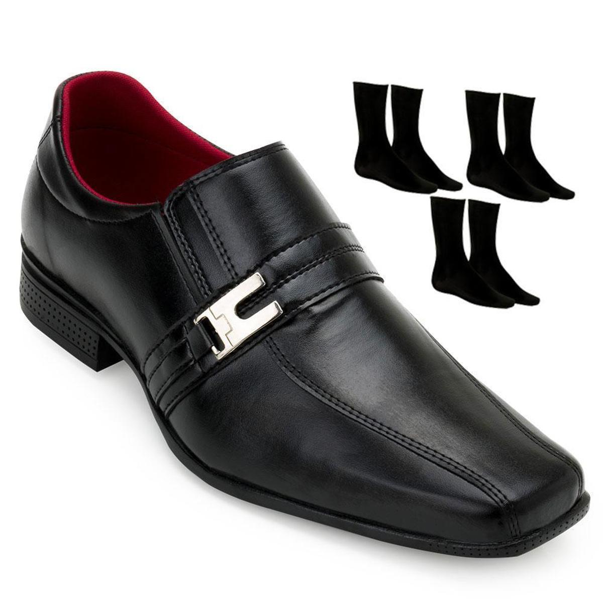 Kit Sapato Top Flex C-3 Meias Social TF19-707 - Preto | Netshoes