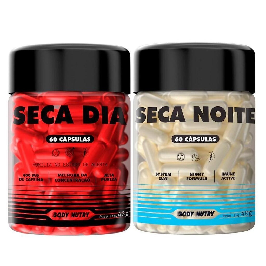 Kit Seca Dia e Noite 60 Caps Cada Cafeina e Sem Cafeina Uso Diario