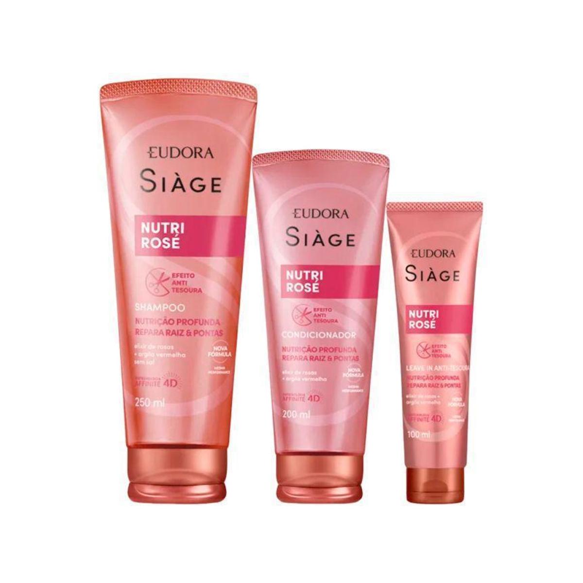 Kit Shampoo Condicionador Leave-in Eudora Siàge Nutri Rosé Menor preço em Kit Shampoo Condicionador Leave-in Eudora Siàge Nutri Rosé