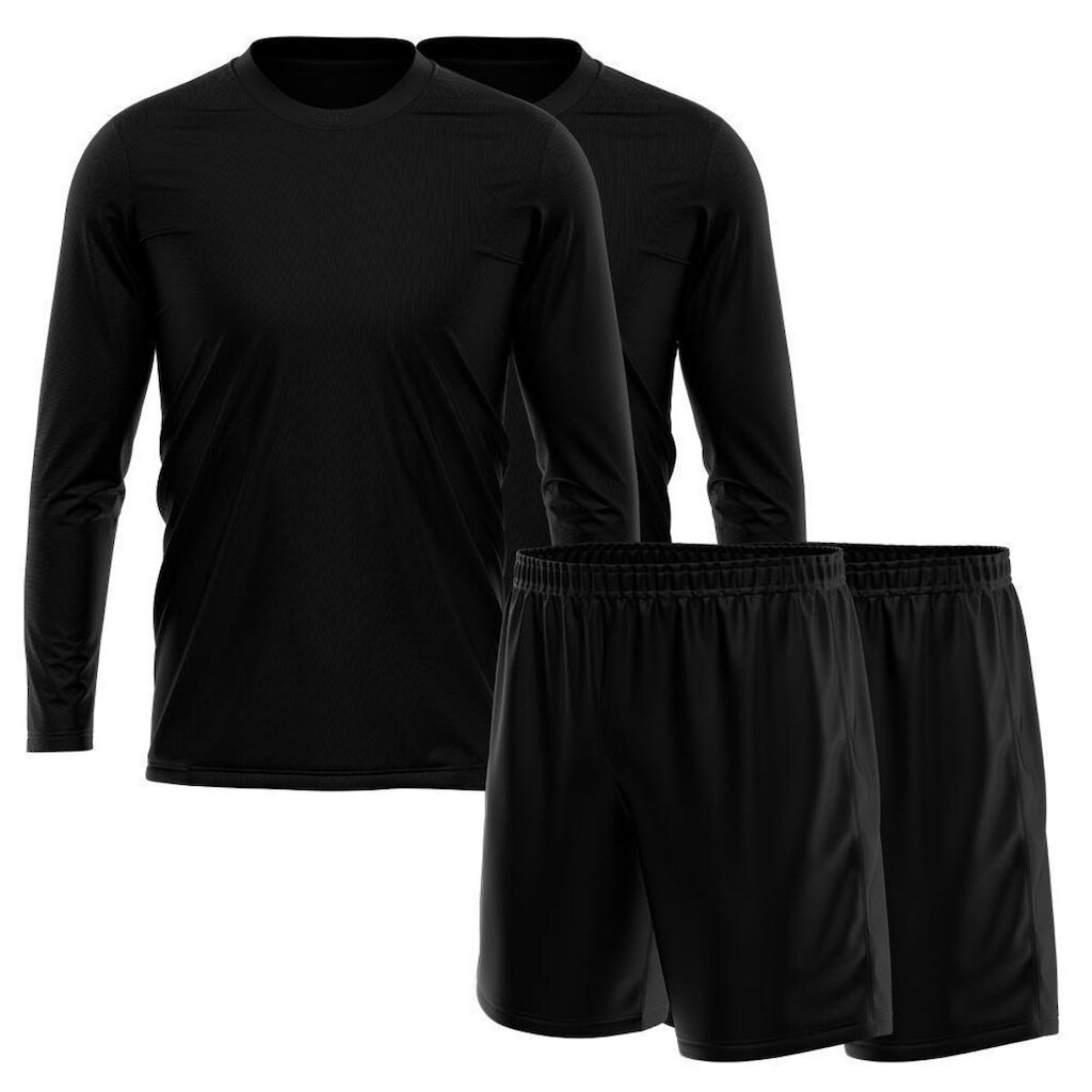 Kit Short + 2 Camisetas Masculina Manga Longa Treino