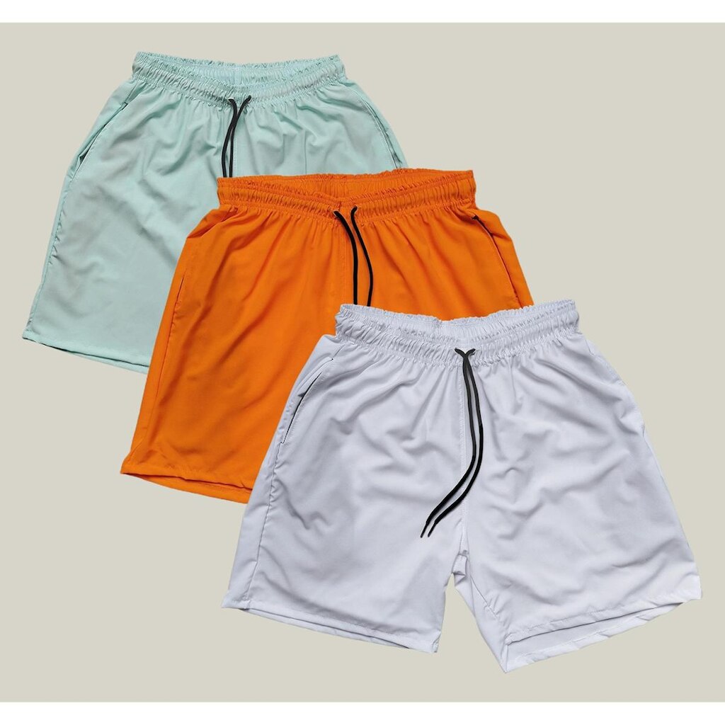 Kit Shorts Masculino Elastano WSS Branco Verde Água