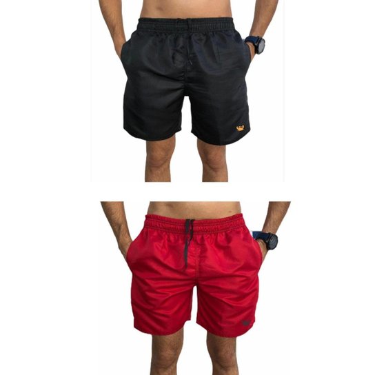 Kit Shorts Moda Praia 2 Peças - Vermelho+Azul Menor preço em Kit Shorts Moda Praia 2 Peças - Vermelho+Azul