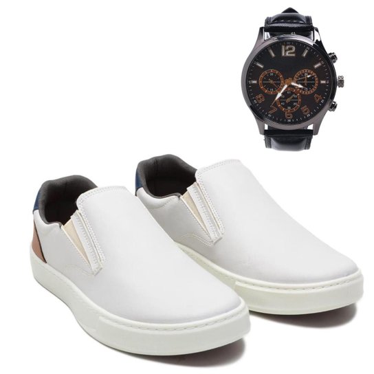 Kit Slip On Casual Masculino Couro Conforto+Relogio - Cinza é ruim? Kit Slip On Casual Masculino Couro Conforto+Relogio - Cinza é boa?