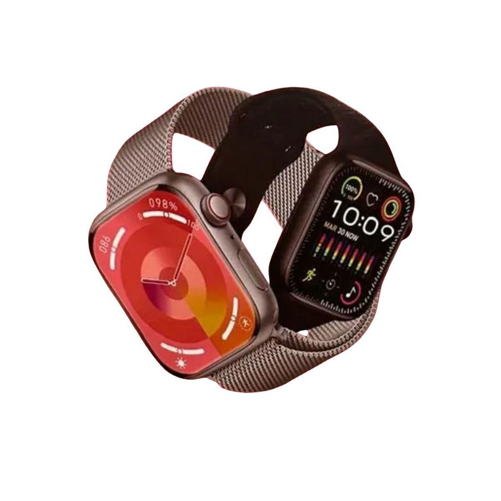 Kit Smartwatch Para Casais Com 2 Relogios + 6 Pulseiras Cinza Preto
